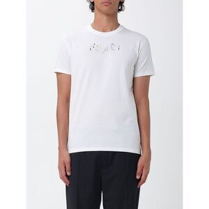 Fendi Men Slim Fit Cotton T-Shirt Fendi With Contrast Embroidered Logo